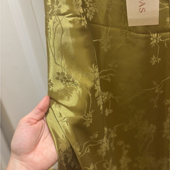 RIHOAS Green Jacquard Floral Satin Midi Dress - Picture 6 of 11